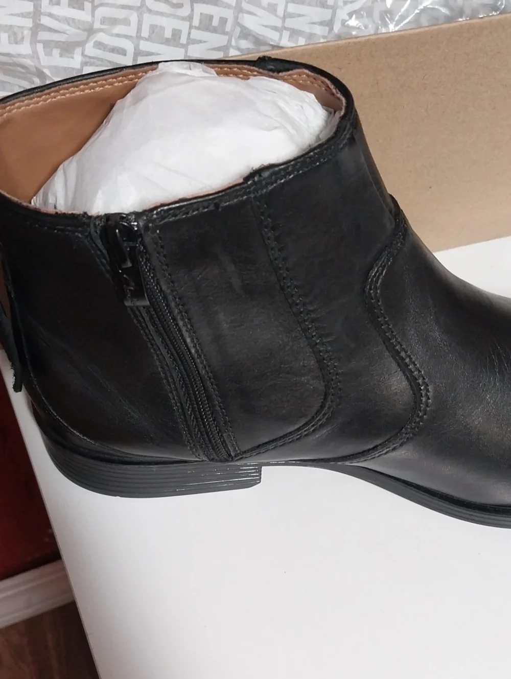 Clarks Black Leather Chukka Boot with Side Zip